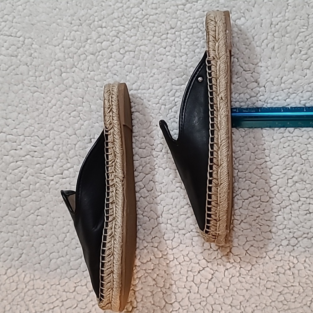Sam Edelman Black Leather Espadrille Mules Size 8 - Picture 4 of 7